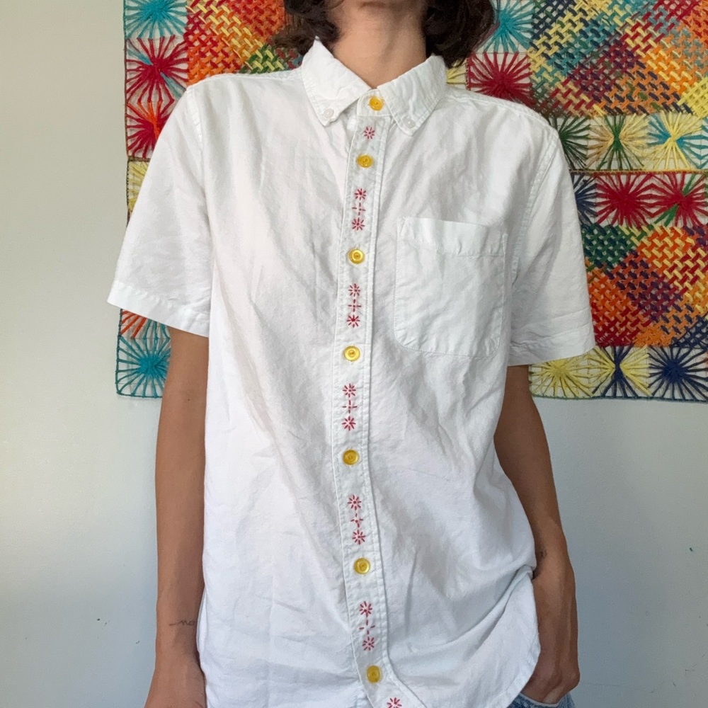 White Embroidered Men's Shirt